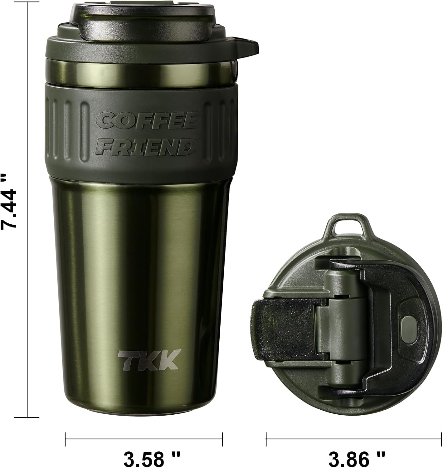 Insulated Coffee Mug with Ceramic Coating, 21oz Iced Coffee Tumbler Cup with Straw Lid Double Wall Vacuum Leak Proof Travel Mug with Strap for Hot and Iced Beverage, Tungsten Steel