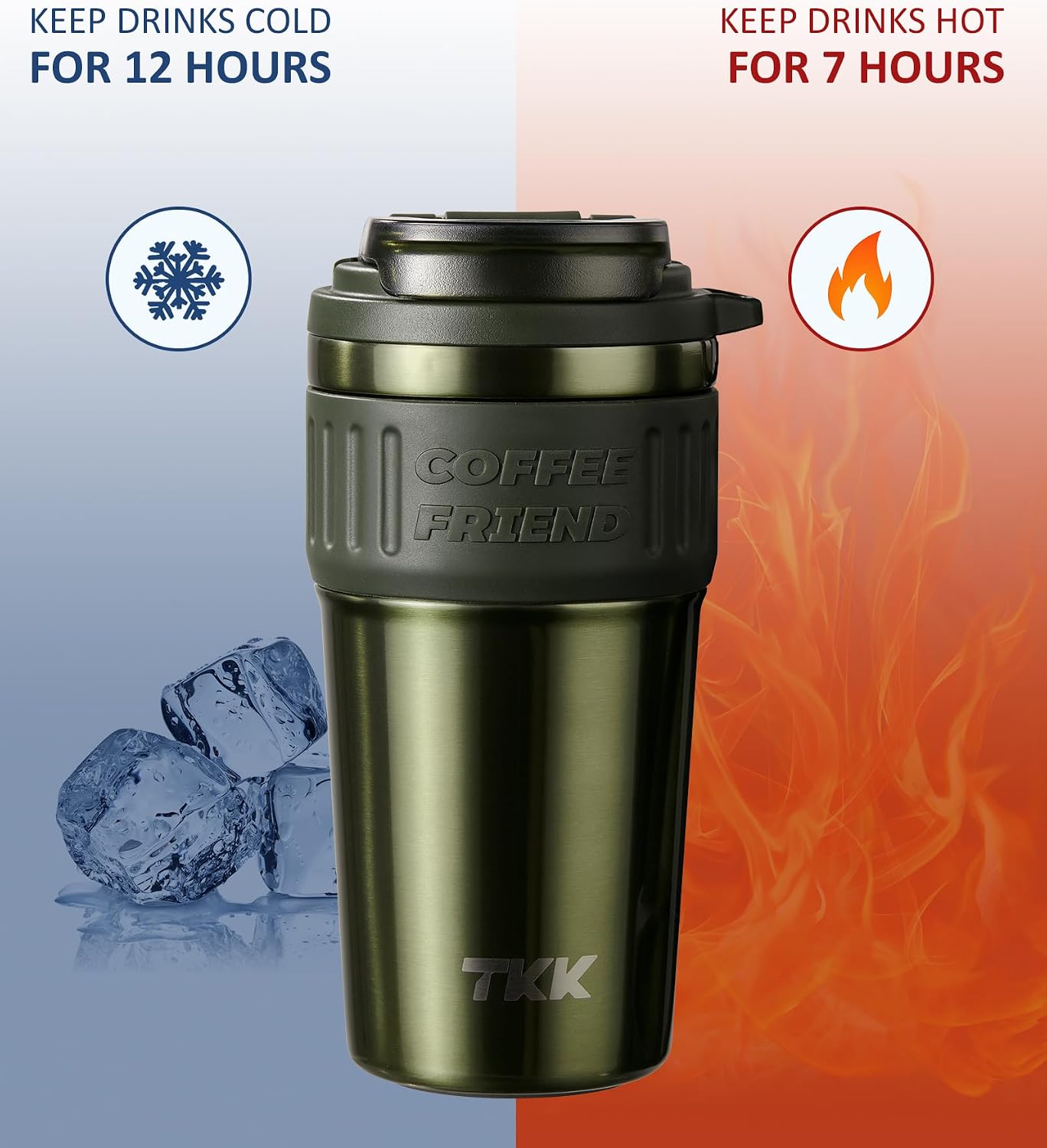 Insulated Coffee Mug with Ceramic Coating, 21oz Iced Coffee Tumbler Cup with Straw Lid Double Wall Vacuum Leak Proof Travel Mug with Strap for Hot and Iced Beverage, Tungsten Steel