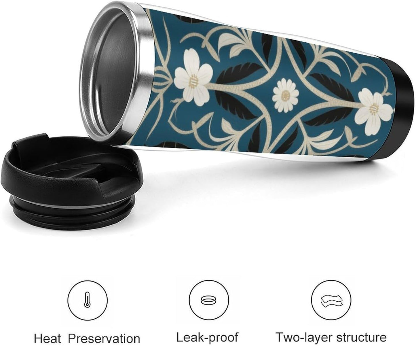 13oz Insulated Travel Coffee Mug Reusable Coffee Cup Water Bottle | Colorful Prints Travel Mug with Leak Proof Lid Double Wall Stainless Steel Coffee Tumbler Personalized Gift