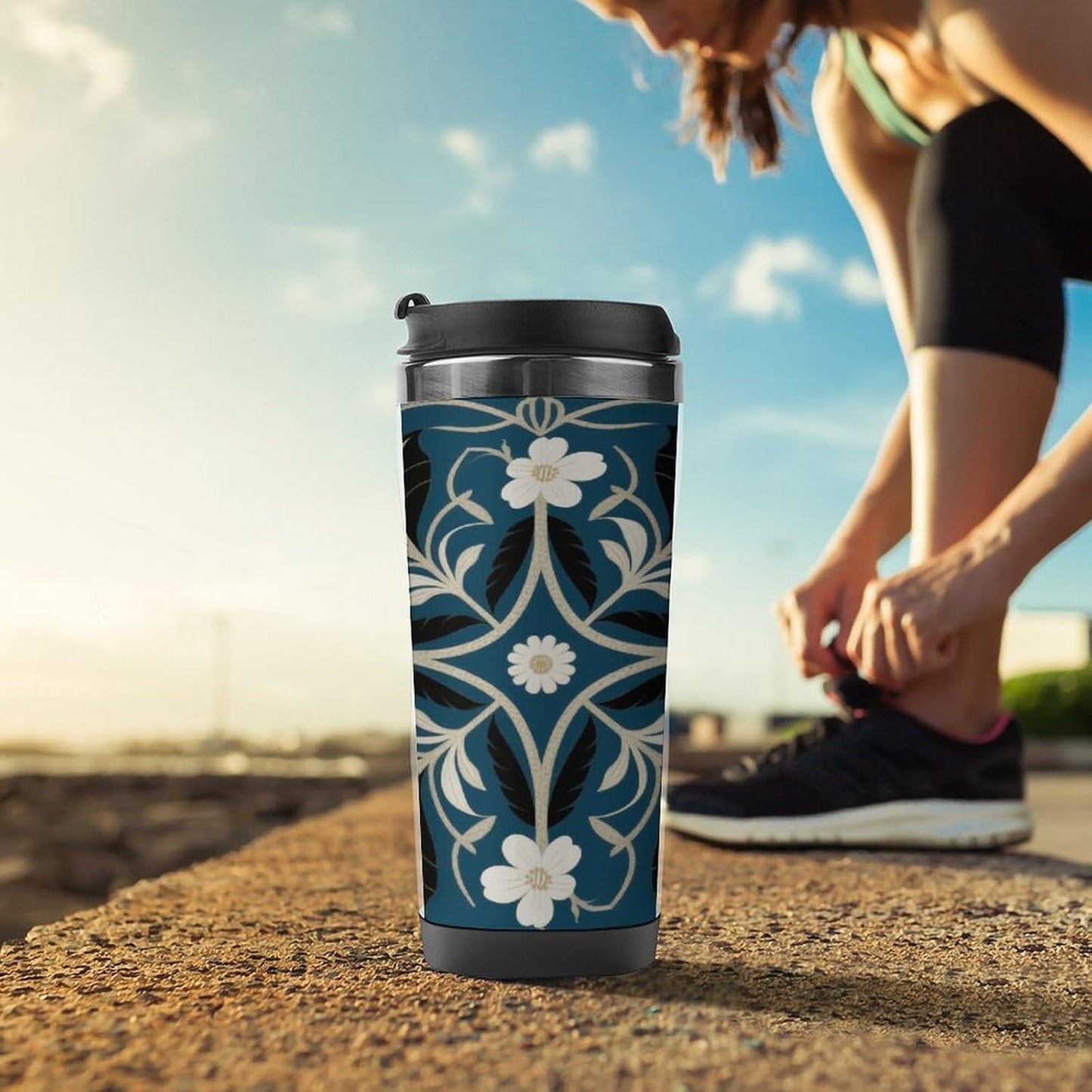 13oz Insulated Travel Coffee Mug Reusable Coffee Cup Water Bottle | Colorful Prints Travel Mug with Leak Proof Lid Double Wall Stainless Steel Coffee Tumbler Personalized Gift
