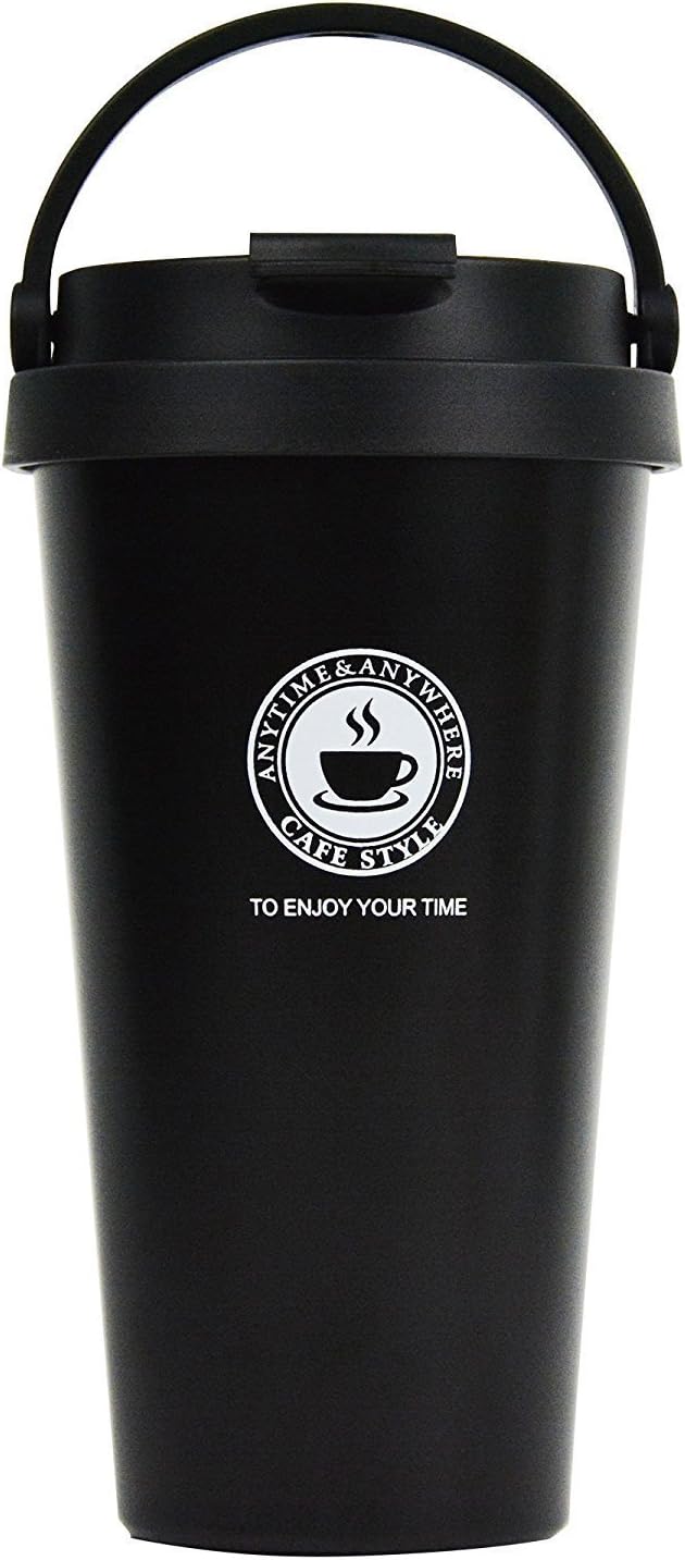 18/8 Stainless Steel Double Wall Vacuum Insulated Travel Coffee Mug with Handle/Portable Thermal Cup,Wide Mouth Tumbler with Leak Proof Lid,17oz,Brown