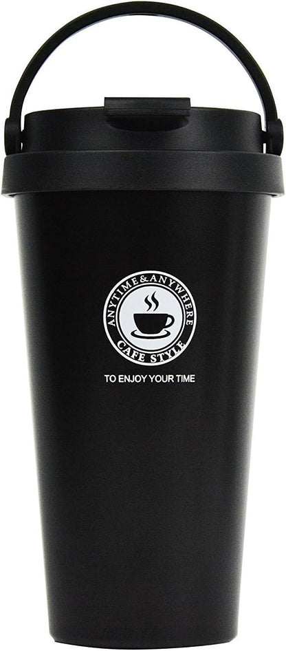 18/8 Stainless Steel Double Wall Vacuum Insulated Travel Coffee Mug with Handle/Portable Thermal Cup,Wide Mouth Tumbler with Leak Proof Lid,17oz,Brown