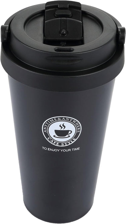 18/8 Stainless Steel Double Wall Vacuum Insulated Travel Coffee Mug with Handle/Portable Thermal Cup,Wide Mouth Tumbler with Leak Proof Lid,17oz,Brown