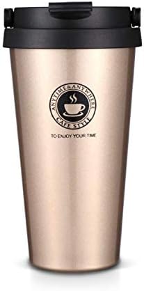 18/8 Stainless Steel Double Wall Vacuum Insulated Travel Coffee Mug with Handle/Portable Thermal Cup,Wide Mouth Tumbler with Leak Proof Lid,17oz,Brown