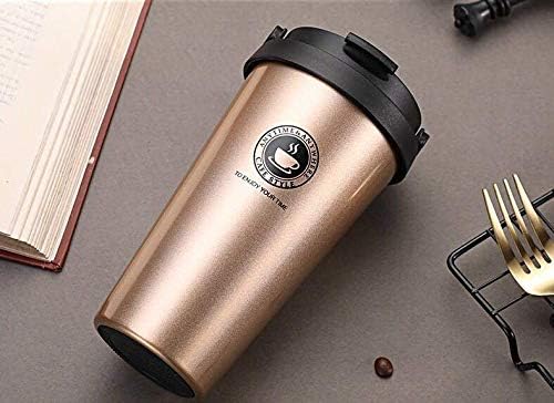 18/8 Stainless Steel Double Wall Vacuum Insulated Travel Coffee Mug with Handle/Portable Thermal Cup,Wide Mouth Tumbler with Leak Proof Lid,17oz,Brown
