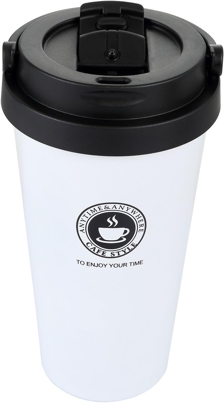 18/8 Stainless Steel Double Wall Vacuum Insulated Travel Coffee Mug with Handle/Portable Thermal Cup,Wide Mouth Tumbler with Leak Proof Lid,17oz,Brown