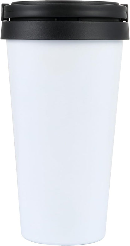18/8 Stainless Steel Double Wall Vacuum Insulated Travel Coffee Mug with Handle/Portable Thermal Cup,Wide Mouth Tumbler with Leak Proof Lid,17oz,Brown