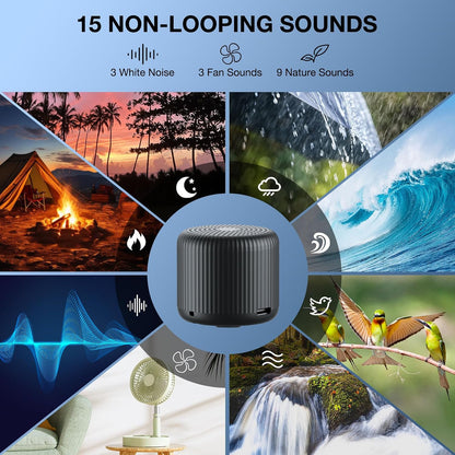Portable Sound Machine for Baby Adults, Travel Sound Machine,15 Non-Looping Sound Timer and Memory Play, Mini White Noise Machine for Sleeping Office Privacy Travel Gift