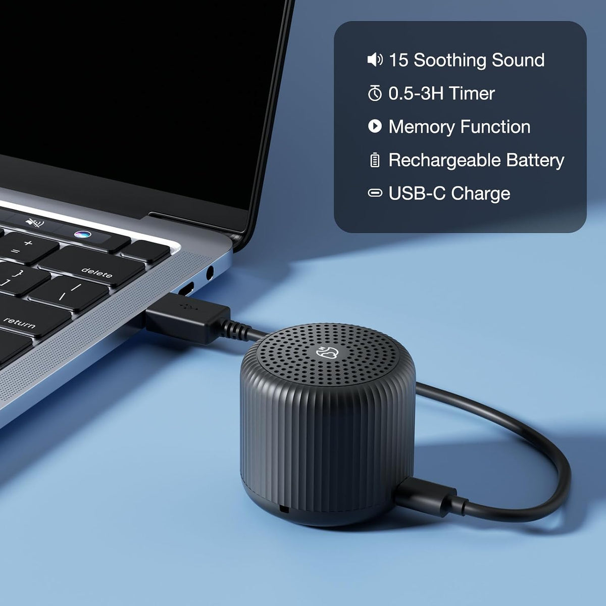 Portable Sound Machine for Baby Adults, Travel Sound Machine,15 Non-Looping Sound Timer and Memory Play, Mini White Noise Machine for Sleeping Office Privacy Travel Gift