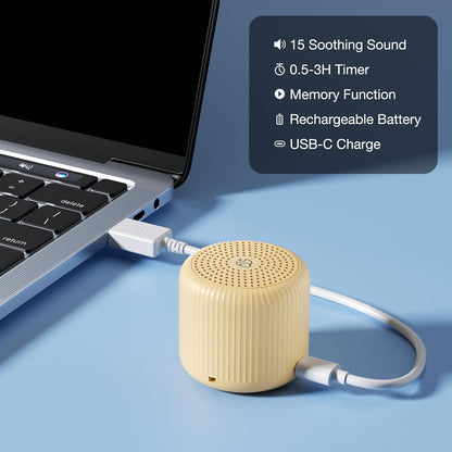 Portable Sound Machine for Baby Adults, Travel Sound Machine,15 Non-Looping Sound Timer and Memory Play, Mini White Noise Machine for Sleeping Office Privacy Travel Gift