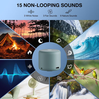Portable Sound Machine for Baby Adults, Travel Sound Machine,15 Non-Looping Sound Timer and Memory Play, Mini White Noise Machine for Sleeping Office Privacy Travel Gift