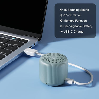 Portable Sound Machine for Baby Adults, Travel Sound Machine,15 Non-Looping Sound Timer and Memory Play, Mini White Noise Machine for Sleeping Office Privacy Travel Gift
