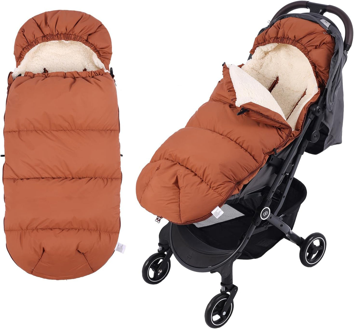 Winter Stroller Footmuff, Waterproof Baby Sleeping Bag, Lambswool