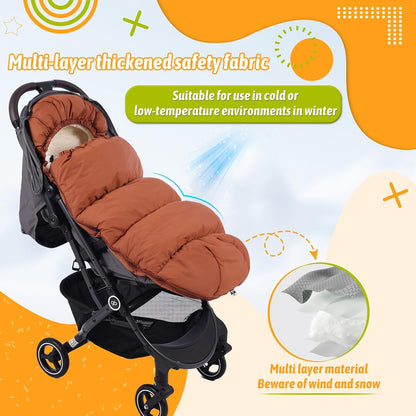 Winter Stroller Footmuff, Waterproof Baby Sleeping Bag, Lambswool