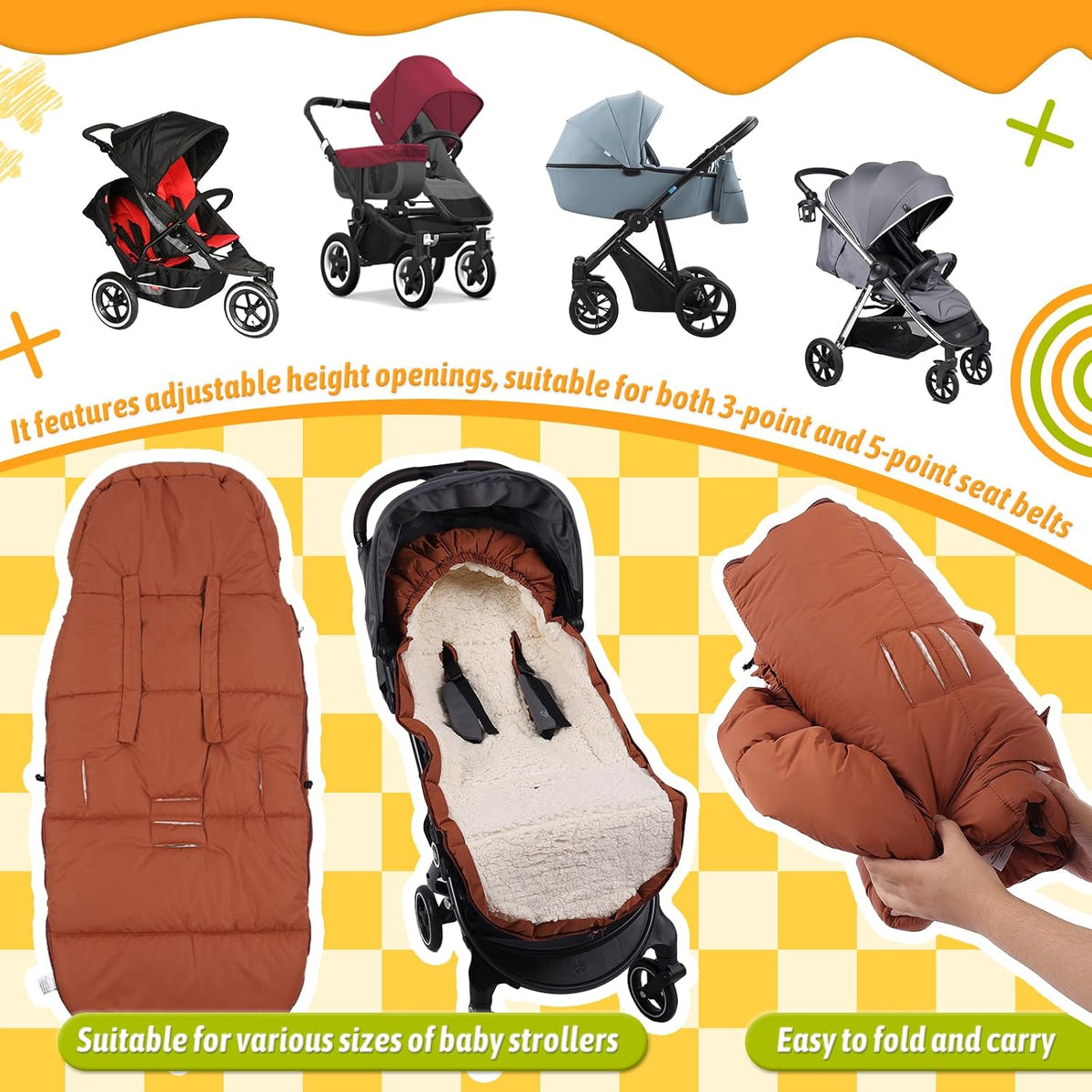 Winter Stroller Footmuff, Waterproof Baby Sleeping Bag, Lambswool