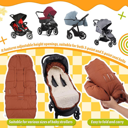Winter Stroller Footmuff, Waterproof Baby Sleeping Bag, Lambswool