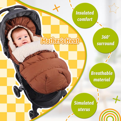 Winter Stroller Footmuff, Waterproof Baby Sleeping Bag, Lambswool
