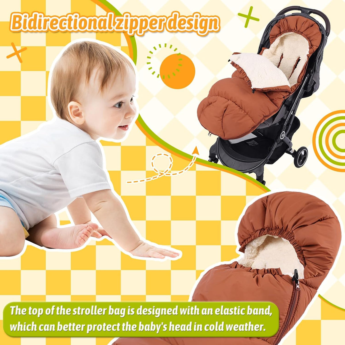 Winter Stroller Footmuff, Waterproof Baby Sleeping Bag, Lambswool