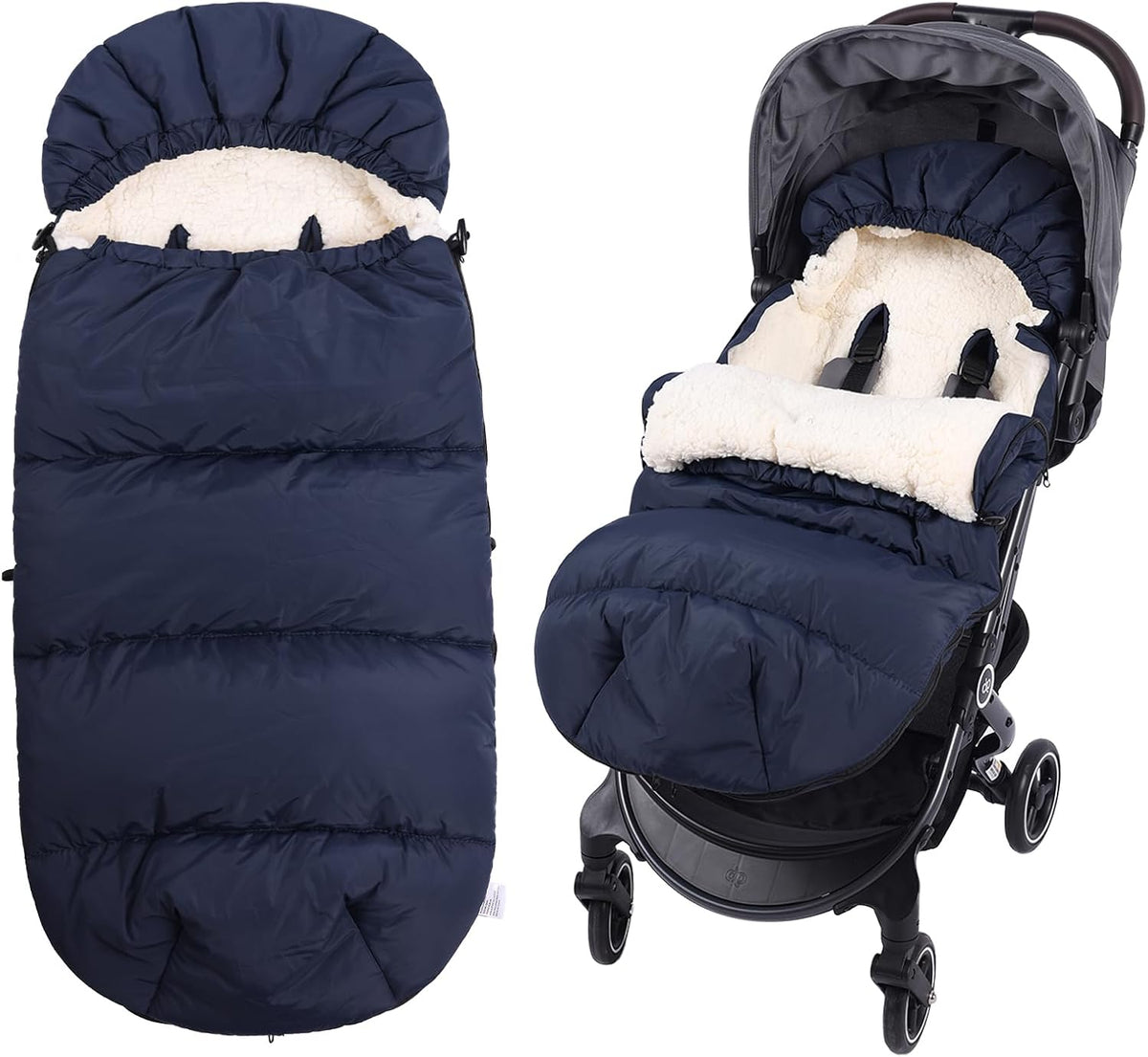 Winter Stroller Footmuff, Waterproof Baby Sleeping Bag, Lambswool