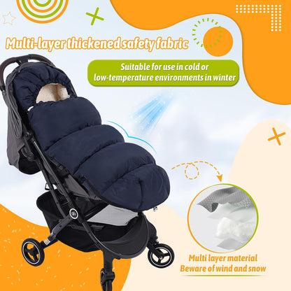 Winter Stroller Footmuff, Waterproof Baby Sleeping Bag, Lambswool