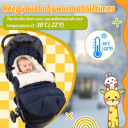 Winter Stroller Footmuff, Waterproof Baby Sleeping Bag, Lambswool