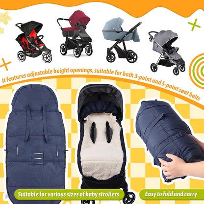 Winter Stroller Footmuff, Waterproof Baby Sleeping Bag, Lambswool