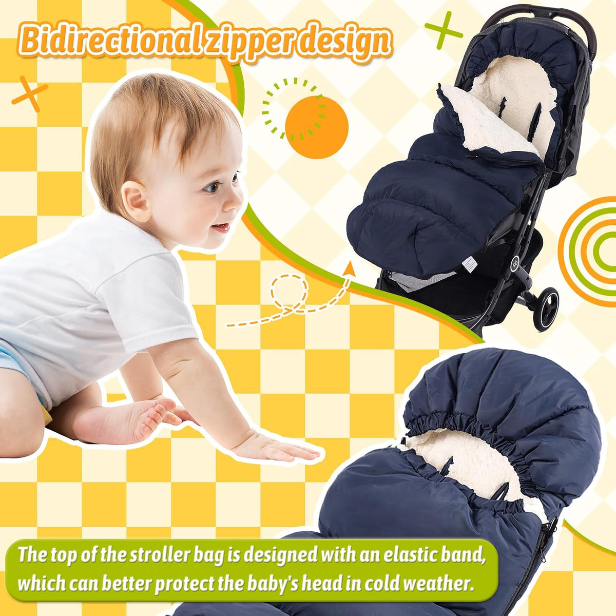 Winter Stroller Footmuff, Waterproof Baby Sleeping Bag, Lambswool