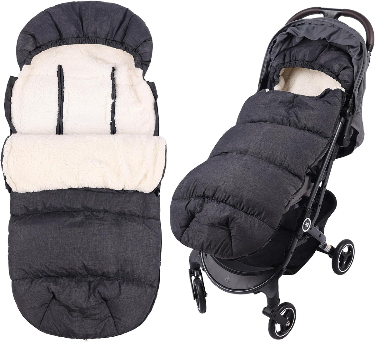 Winter Stroller Footmuff, Waterproof Baby Sleeping Bag, Lambswool