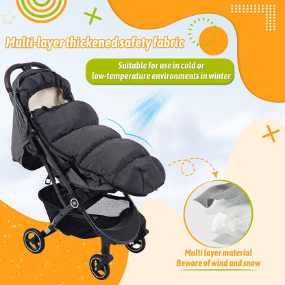 Winter Stroller Footmuff, Waterproof Baby Sleeping Bag, Lambswool