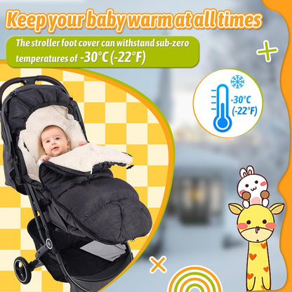 Winter Stroller Footmuff, Waterproof Baby Sleeping Bag, Lambswool