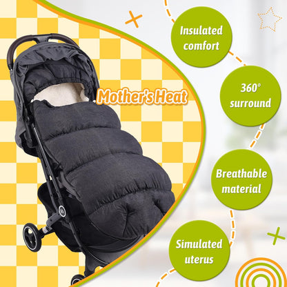 Winter Stroller Footmuff, Waterproof Baby Sleeping Bag, Lambswool