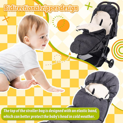 Winter Stroller Footmuff, Waterproof Baby Sleeping Bag, Lambswool