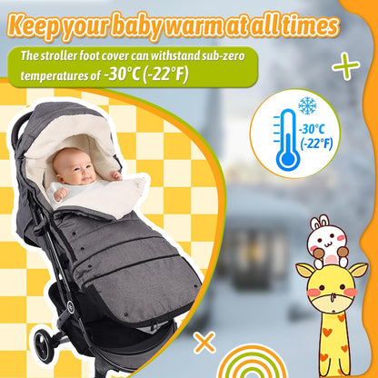Winter Stroller Footmuff, Waterproof Baby Sleeping Bag, Lambswool