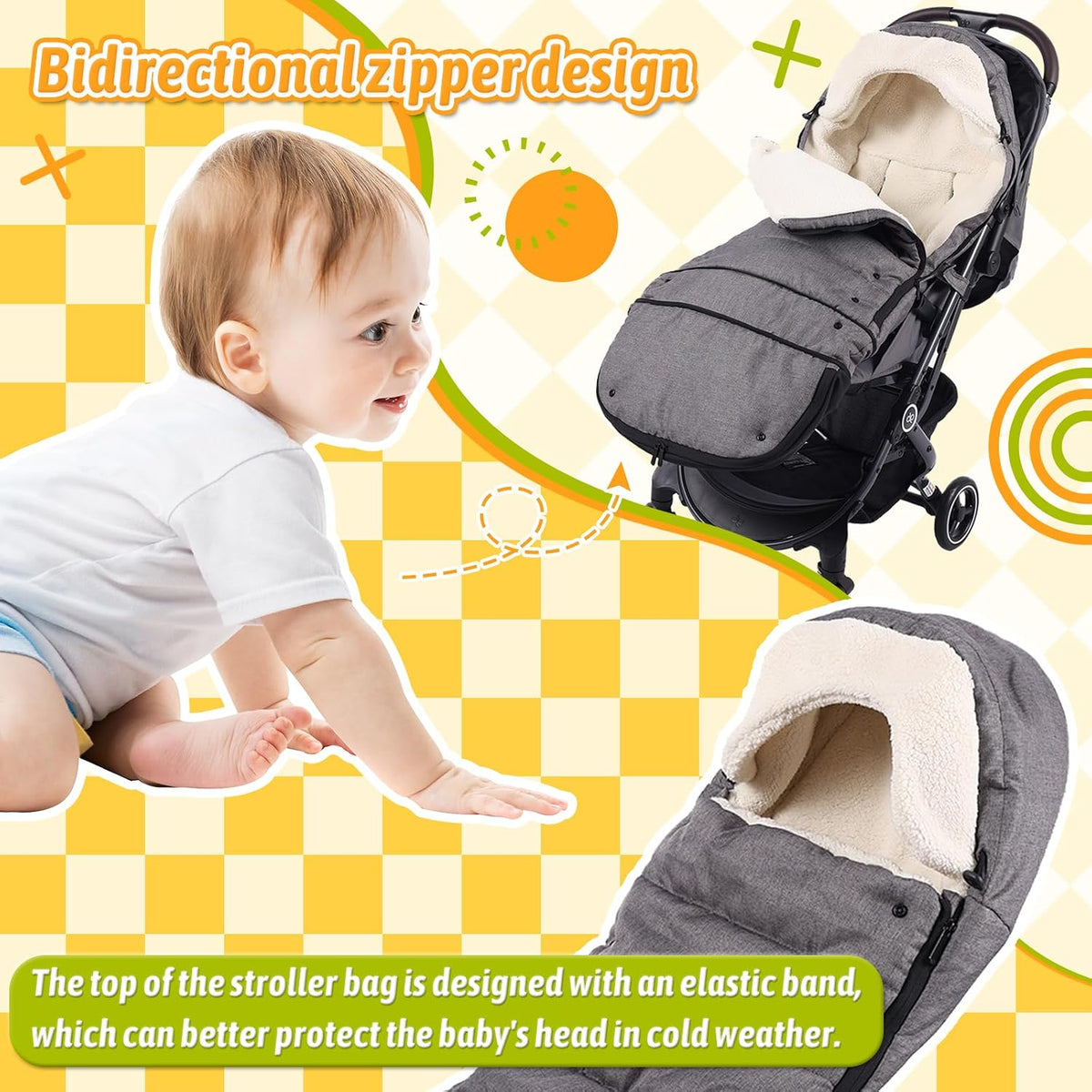 Winter Stroller Footmuff, Waterproof Baby Sleeping Bag, Lambswool