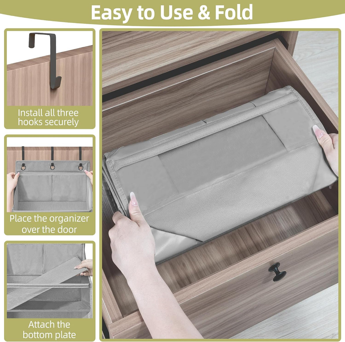 Over Door Organizer with 6 Extra Large Pockets and 12 Side Pockets, Large Capacity Hanging Storage Organizer with Clear Window for Shoes, Diapers, Beige, 6 Layers