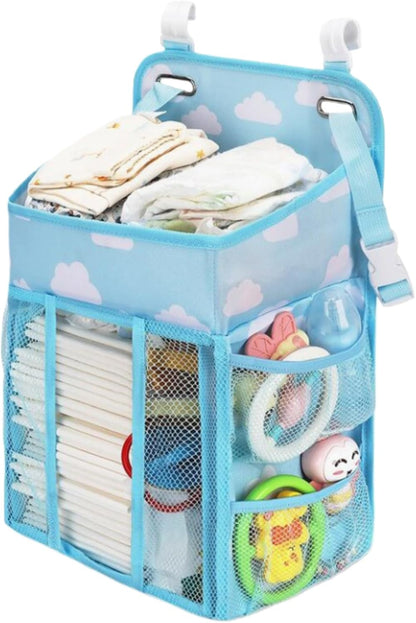 Diaper Caddy Holder, Large Capacity Hanging Diaper Organizer for Changing Table, Crib & Wall, Baby Room Storage with Pockets for Diapers, Wipes, Toys, Baby Essentials (pink)