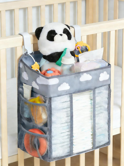 Diaper Caddy Holder, Large Capacity Hanging Diaper Organizer for Changing Table, Crib & Wall, Baby Room Storage with Pockets for Diapers, Wipes, Toys, Baby Essentials (pink)