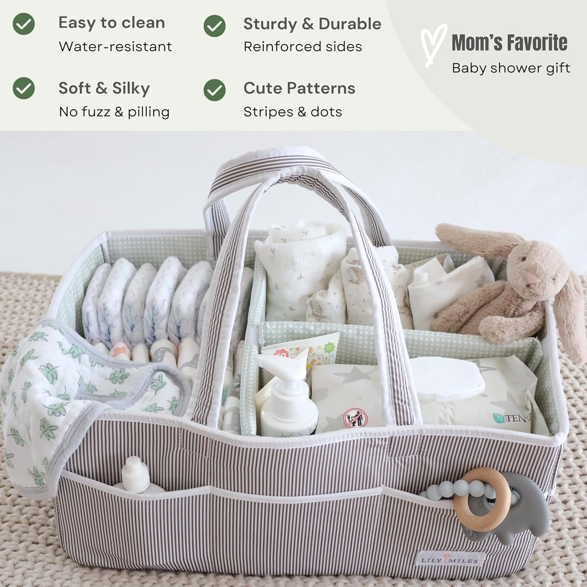 Extra Large Diaper Caddy - Bundle of 2 - Caddy Organizers for Baby Diapers, Wipes or Essentials