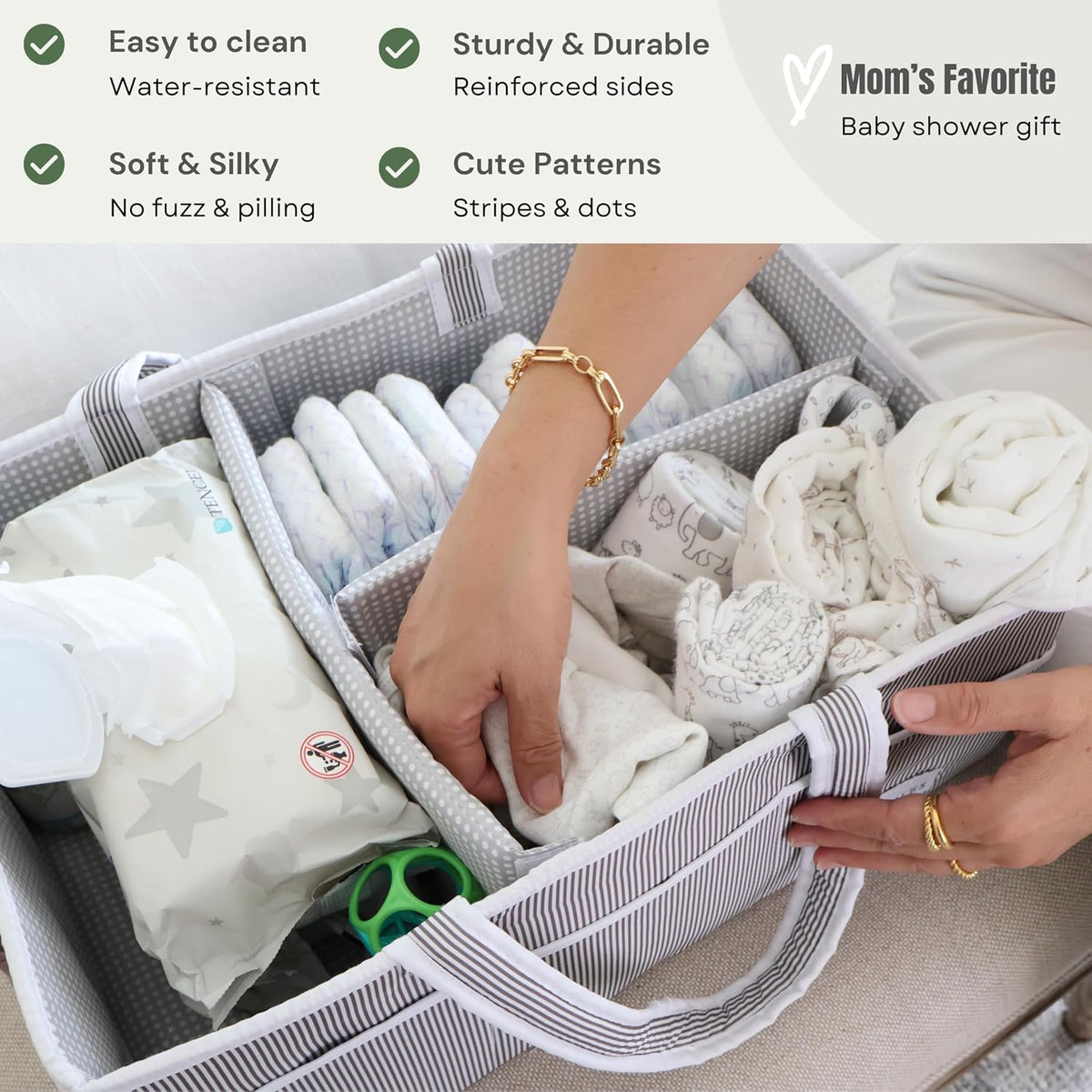 Extra Large Diaper Caddy - Bundle of 2 - Caddy Organizers for Baby Diapers, Wipes or Essentials