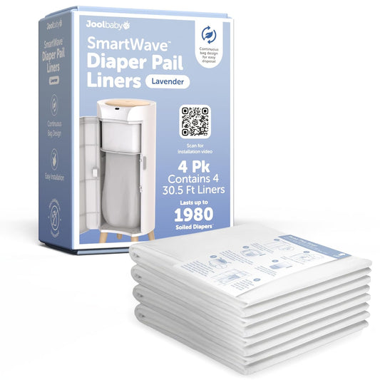 SMARTWAVE Diaper Pail Refill Liners (4-Pack) – Continuous Liner System - Lavender Scent, Lasts Up to 1980 Diapers