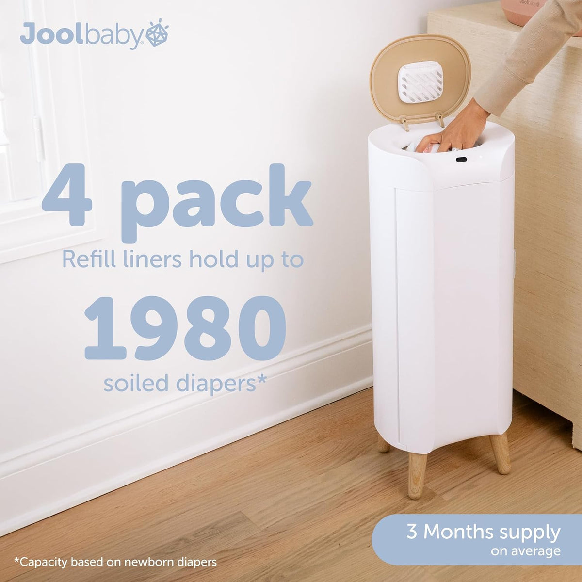 SMARTWAVE Diaper Pail Refill Liners (4-Pack) – Continuous Liner System - Lavender Scent, Lasts Up to 1980 Diapers