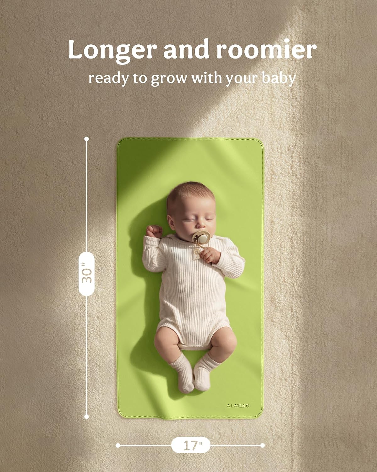 2 Pack Vegan Leather Baby Changing Mat, Large 30" x 17" Waterproof Foldable Diaper Mat, Wipe-Clean Portable Changing Pad for Travel, Home & Diaper Bag, Baby Shower Gifts for New Moms (Beige & Brown)