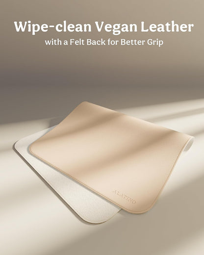 2 Pack Vegan Leather Baby Changing Mat, Large 30" x 17" Waterproof Foldable Diaper Mat, Wipe-Clean Portable Changing Pad for Travel, Home & Diaper Bag, Baby Shower Gifts for New Moms (Beige & Brown)