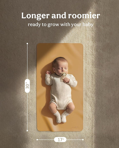 2 Pack Vegan Leather Baby Changing Mat, Large 30" x 17" Waterproof Foldable Diaper Mat, Wipe-Clean Portable Changing Pad for Travel, Home & Diaper Bag, Baby Shower Gifts for New Moms (Beige & Brown)