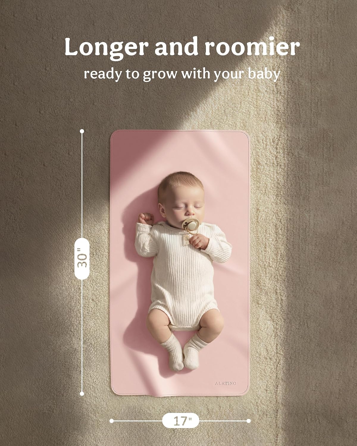 2 Pack Vegan Leather Baby Changing Mat, Large 30" x 17" Waterproof Foldable Diaper Mat, Wipe-Clean Portable Changing Pad for Travel, Home & Diaper Bag, Baby Shower Gifts for New Moms (Beige & Brown)