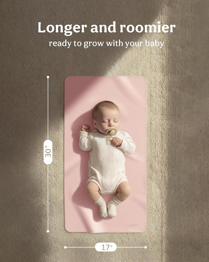 2 Pack Vegan Leather Baby Changing Mat, Large 30" x 17" Waterproof Foldable Diaper Mat, Wipe-Clean Portable Changing Pad for Travel, Home & Diaper Bag, Baby Shower Gifts for New Moms (Beige & Brown)