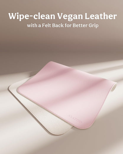 2 Pack Vegan Leather Baby Changing Mat, Large 30" x 17" Waterproof Foldable Diaper Mat, Wipe-Clean Portable Changing Pad for Travel, Home & Diaper Bag, Baby Shower Gifts for New Moms (Beige & Brown)