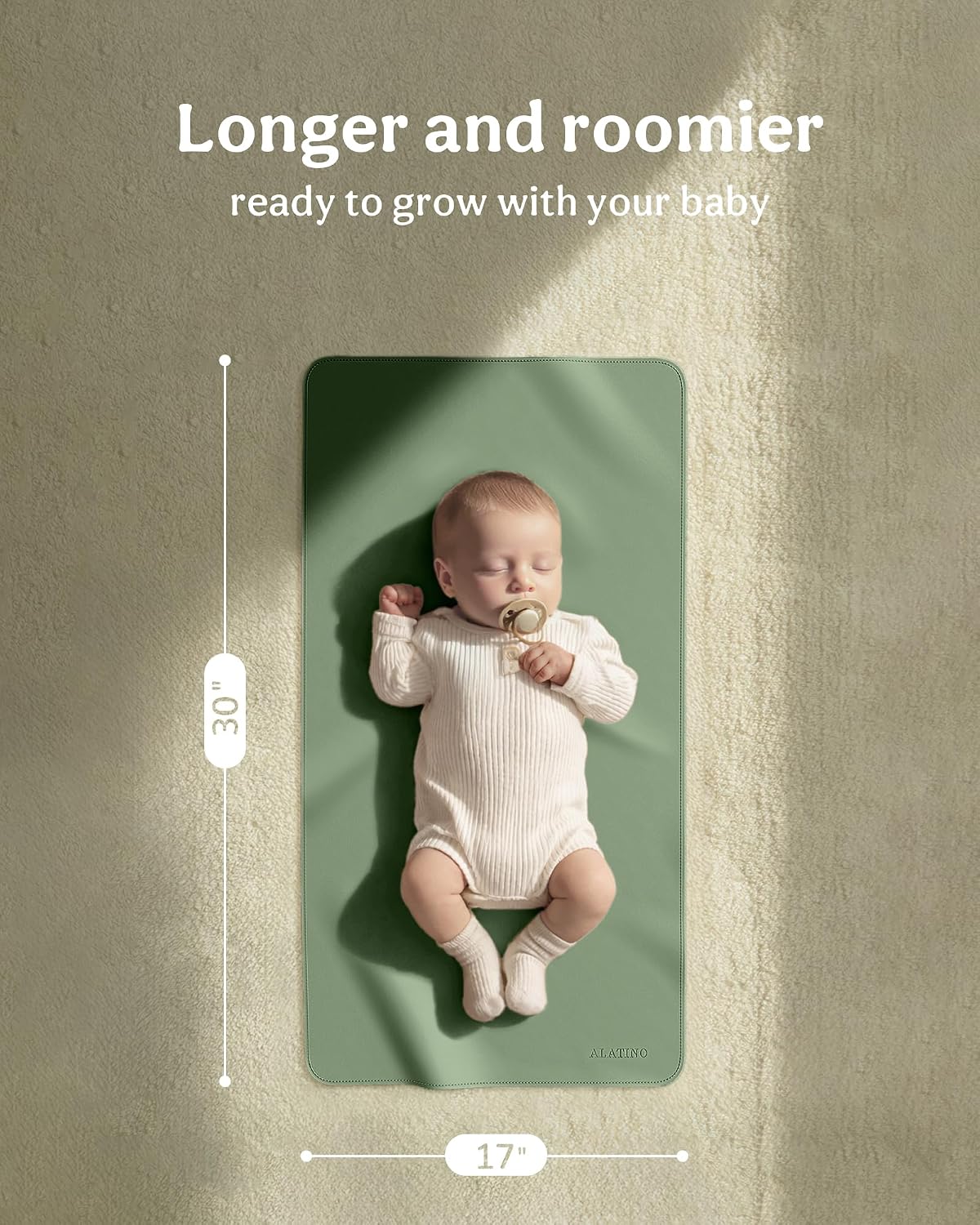 2 Pack Vegan Leather Baby Changing Mat, Large 30" x 17" Waterproof Foldable Diaper Mat, Wipe-Clean Portable Changing Pad for Travel, Home & Diaper Bag, Baby Shower Gifts for New Moms (Beige & Brown)