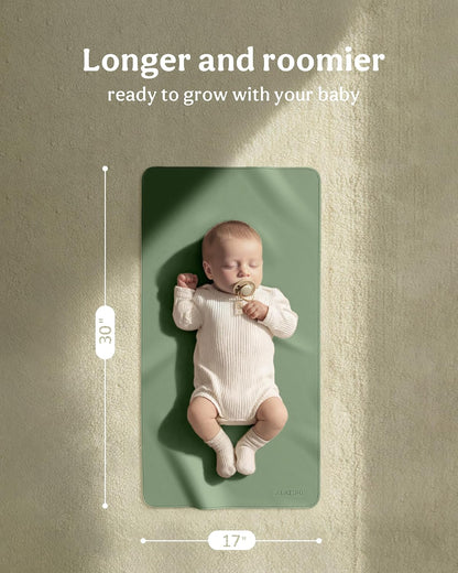 2 Pack Vegan Leather Baby Changing Mat, Large 30" x 17" Waterproof Foldable Diaper Mat, Wipe-Clean Portable Changing Pad for Travel, Home & Diaper Bag, Baby Shower Gifts for New Moms (Beige & Brown)