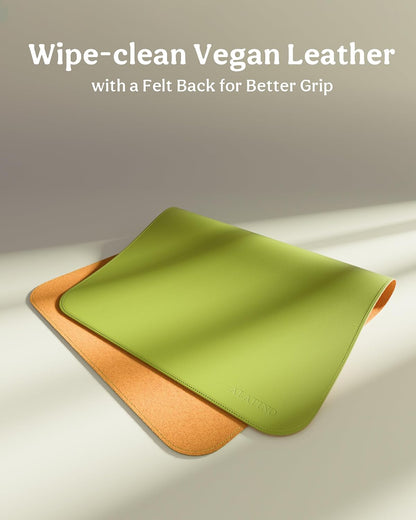 2 Pack Vegan Leather Baby Changing Mat, Large 30" x 17" Waterproof Foldable Diaper Mat, Wipe-Clean Portable Changing Pad for Travel, Home & Diaper Bag, Baby Shower Gifts for New Moms (Beige & Brown)